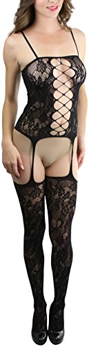 Image of ToBeInStyle Women's Bodystocking Bustier Garter Lingerie Suspender Thigh High Stockings