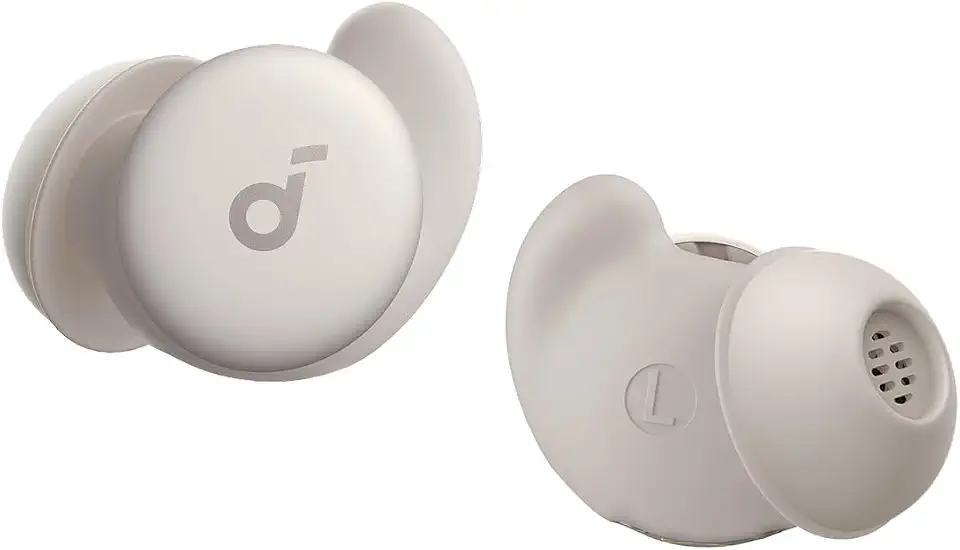 soundcore Sleep A20 da Anker Fone de Ouvido Bluetooth 5.3 Antirruído, Compacto e Confortável para Dormir de Lado, Áudio com IA, 80h de Bateria, Monitor de Sono e Alarme Personalizado, Branco