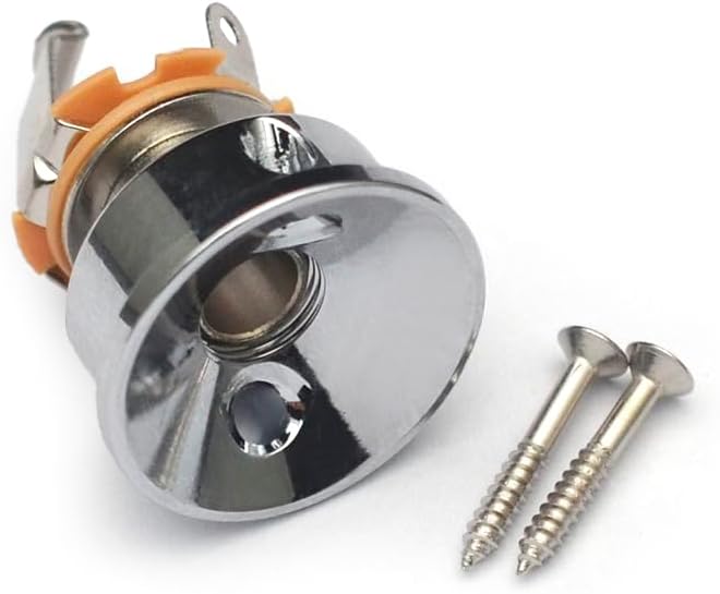 Electric Guitar Chrome Socket Jack Plate Holder for 6.35mm Plug Electrosocket Recessed jack Guitar Parts（Delivery of 3.3FT electric guitar cable）