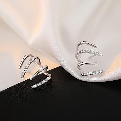 Panshi Sterling Silver Earrings Silver Hoop Earrings For Women Teen Girls Stud Diamond Claw Earrings Cuff Hypoallergenic Jewelry Gifts #TOP4