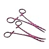 2 Pcs Pet Groomer Dog/Cat Hemostat Forceps 5.5″ Hair Puller with STR + CRV Serrated Tips Ear Care Multipurpose Ratchet Locking Clamps Made of Stainless Steel Pulls Nose Furs, Paws Pink (Design #1)