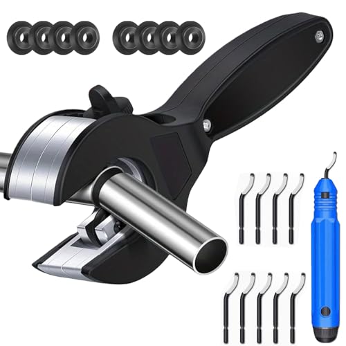 22 PCS Ratcheting Pipe Cutter Tool Kit, 2-in-1 Close Quarters Pipe Cutter with Deburring Tool – Compact Ratcheting Cutter for Cutting Copper and Metal Pipes, Pvc, Ppr, Plastic Hoses (1/4" to 7/8")