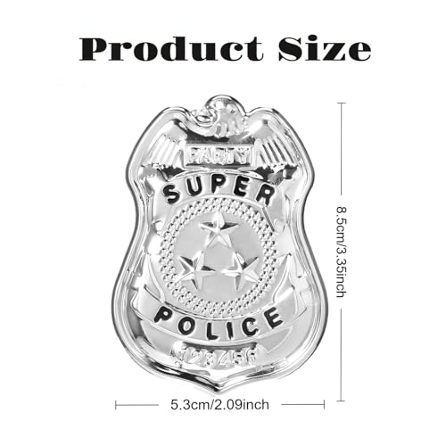 Image of 3Pcs Police Badge, Halloween Police Role Play Brooch Metal Cop Cosplay Costume Accessory