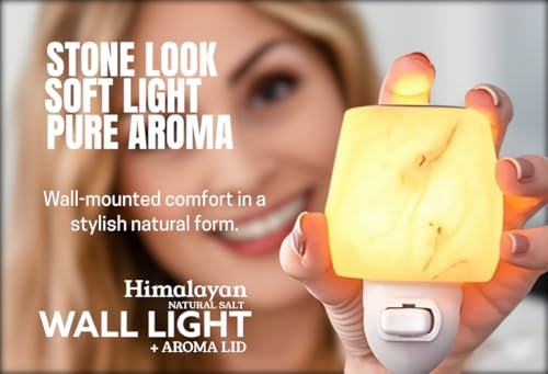 Image of Himalayan Natural Salt Night Lamp with Aroma Lid - Unique Rock Shape for Relaxation & Wellness - Ideal Gift in Beautiful Box!