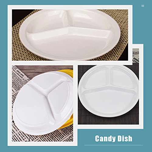 Cabilock Divided Pottery Plates Divided Serving Tray Melamine 3 Compartments Appetizer Tray Dessert Fruit Snack Plate Food Serving Platter For Breakfast Dinner Plates Portion Control Containers #TOP6