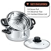 CONCORD 3 Quart Stainless Steel 3 Piece Steamer Cookware Set. Features 2 Quart Veggie Steamer and 3 Quart Cooking Pot with tempered glass lid. (INDUCTION COMPATIBLE) #2