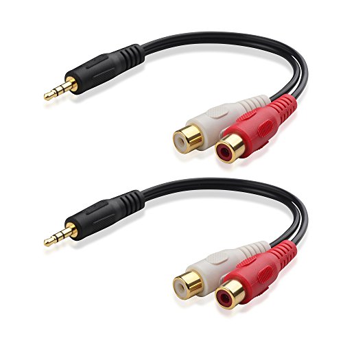 Cable Matters 2-Pack Gold Plated 3.5mm Stereo to 2RCA Male to Female Adapter 8 Inch
