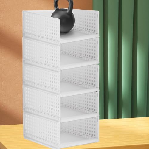 5 Stück Faltbaren Kleiderschrank Organizer, Plastik Schubladenbox Stapelbare Schrank Organizer, Regal Lagerkisten für Garderobe , Schlafzimmer, Zuhause, Küche