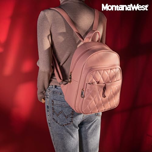 Image of Montana West 3Pcs Anti Theft Backpack Purse for Women Small Quilted Backpack Set