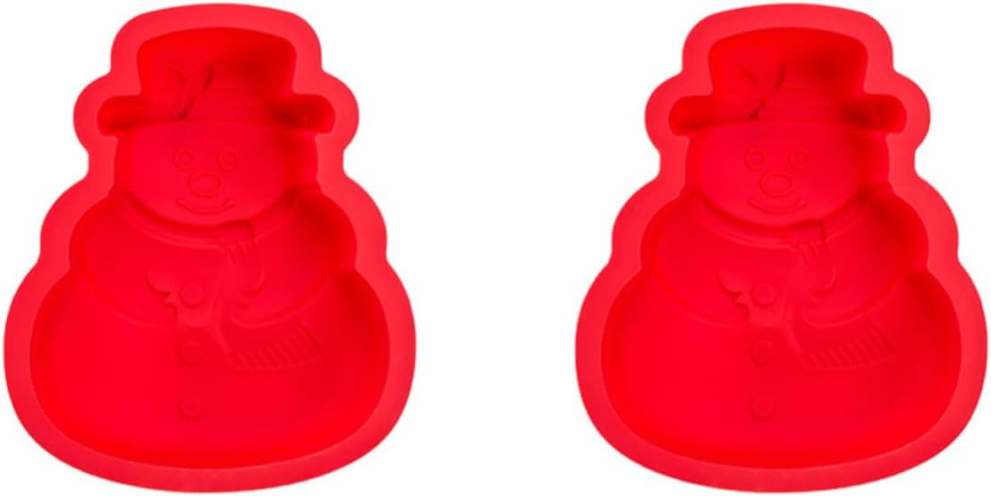 2 Pcs Silicone DIY Snowman Cake Mold for Baking Xmas Cookies