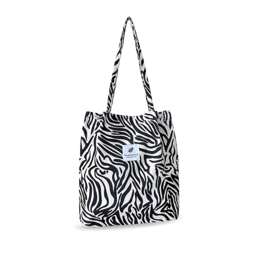 YZROHYI Bolso Tote Bag Pana,Bolso Bandolera Mujer Grande,Bolso Hombre Tela Lona,Bolsa Trabajo Mujer,Bolsa Compra Reutilizable,Bolso de Mano de Mujer,Shopper Bag Para La Escuela, Trabajo - Cebra