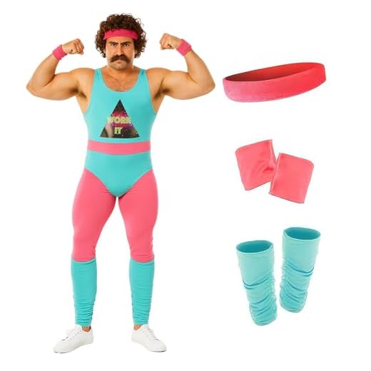 Fun Shack Disfraz Aerobic Años 80 Adulto, Disfraz Deportista De Los 80, Disfraz Años 80 Hombre, Disfraz Despedida Soltero, Disfraz Hombre Carnaval - XL