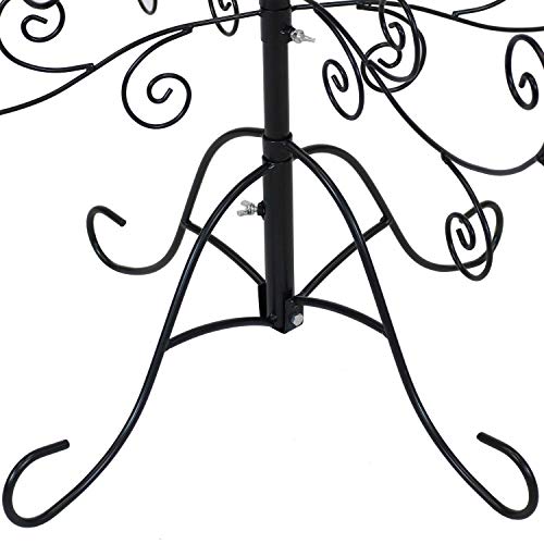 Sunnydaze Noelle 60" H Christmas Tree Ornament Display - Features Hooks for Ornaments and Small Craft Items - Black
