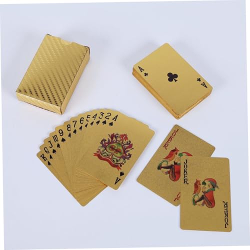 Didiseaon wasserdichte Goldfolie Poker Spielkarten Glänzend Strapazierfähiges Kunststoffmaterial Robust und Handlich für Zuhause Bar und Büro Kartenspiel für Erwachsene und Freunde – Bild 5