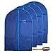 Garment Bags by Home Zone - 4 Pack of Breathable Garment Suit Bag Clothes Covers - Protect Garments & Suits - Ideal for Mens Travel & Clothing Protection - Navy & Blue Finish - Medium Size