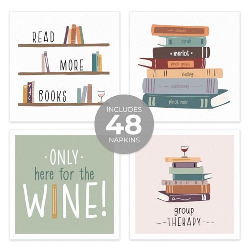 Book Club Beverage Napkins / 48 Reading Club Cocktail Napkins / 4 Funny Themed Designs / 4 3/4" x 4 3/4" Girls Night 3 Ply Napkin Decor Set/Made In The USA by Canopy Street - Image 2