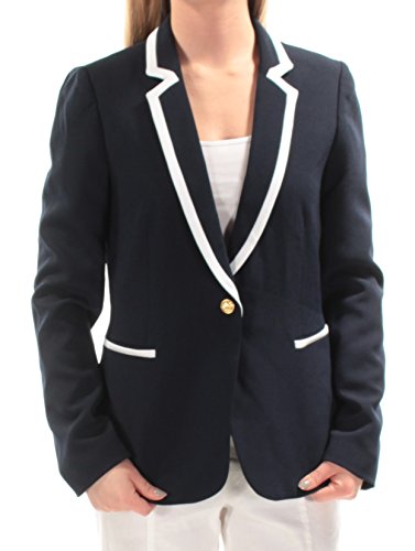 Tahari by Arthur S. Levine Women's Pebble Crepe Pant Suit with Contrast Collar, Navy/White, 18