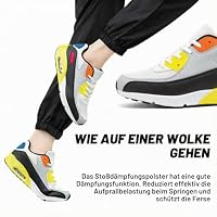 LECYGNB Schuhe Herren Laufschuhe Turnschuhe Atmungsaktive Sportschuhe Freizeit Joggingschuhe Leichtewichts rutschfeste Gym Fitness Schuhe Fashion Luftpolster Sneaker Weiß Gelb EU 46 – Ansicht 5