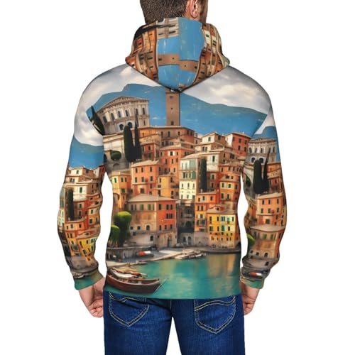 Pull à capuche pour homme avec fermeture éclair et cordon - 7