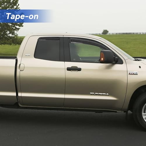 Window Visors Rain Guards for 2007-2021 Toyota Tundra Extended Cab, Out-Channel Window Vent Wind Deflectors Visors Shades for 07-21 Tundra Double Cab by YQAUTEC - Used condition - Image 6