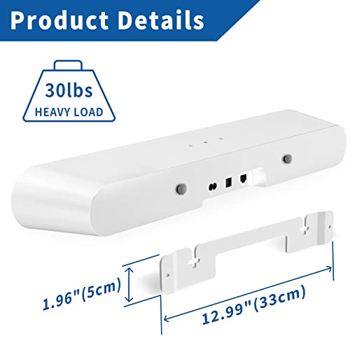 Image of Soundbar Mount for Sonos Ray Wall Mount, Floating Soundbar Mounting Bracket for Sonos Ray Sound Bar Brackets for Mounting Under TV (White)