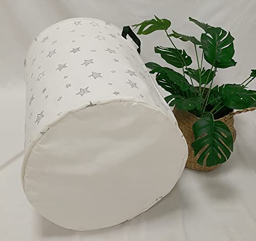 Image of Round Star Pattern Laundry Hamper Storage Basket Fabric Material Storage Hamper Organization Basket, Storage Bin, Gift Box with Handles for Room
