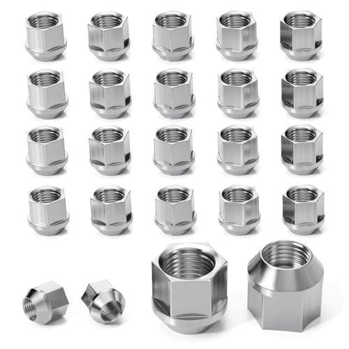 YONGSHENGONE 24 PCS M12x1.5 Wheel Lug Nuts Open End Cone Seat Bulge Acorn Lug Nut One-Piece lugnuts 0.83 (21mm) Long 3/4 (19mm) Hex Chrome