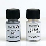 Ideal für kleine Reparaturen SD COLORS Brilliant Silver 744 Ausbesserungslack, 8 ml, Reparatur-Pinsel, Farbcode 744 Brilliant Silver (Lack + Lack)
