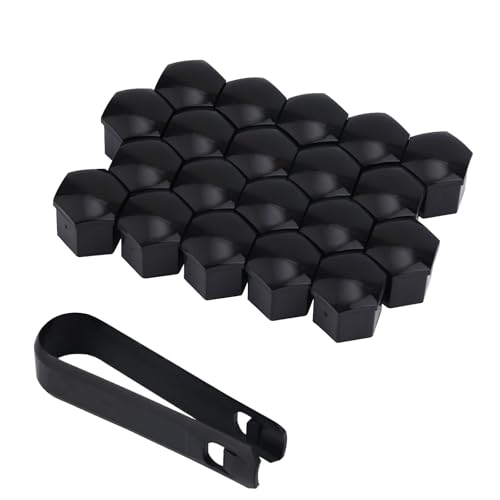 20pcs Wheels Nut CoversCar Wheel Lug Nut Covers, 19mm Hexagonal Nut Covers with Removal Tool Wheel Bolt Caps Automotive Exterior Accessories for Most Car (Black)