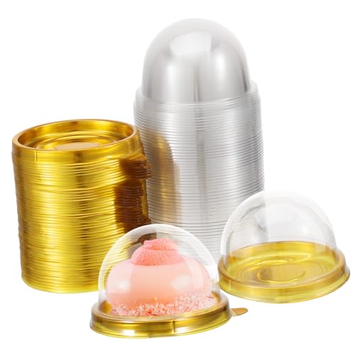 OFFSCH 100Pcs Round Plastic Egg Yolk Puff Box Containers for and Cupcake Baking Food Grade Pet for Desserts and Pastries