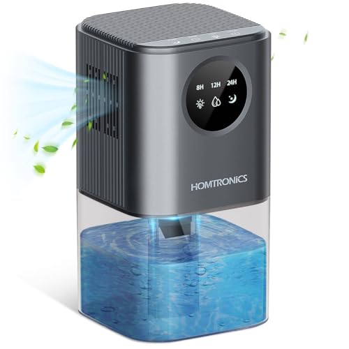 Deumidificatore Casa Muffa 1700ML, Homtronics Deumidificatore Portatile Silenzioso, Timer 24 ore, Automatico, con 7 Colori di Luce per Camera per Armadio, Guardaroba, Bagno