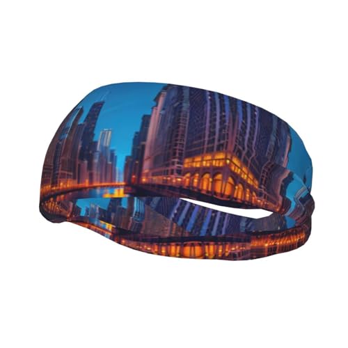 Chicago Night - Cinta elástica para el pelo, unisex, para correr, ciclismo, baloncesto, fitness, entrenamiento