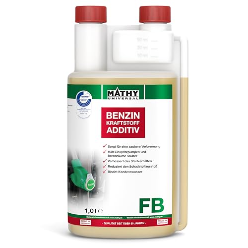 MATHY-FB Benzin-Pflege-Kraftstoffadditiv (1,0 l) – hochwirksamer Benzin Systemreiniger - Kraftstoffstabilisator - Benzin Additiv - stetige Reinigung