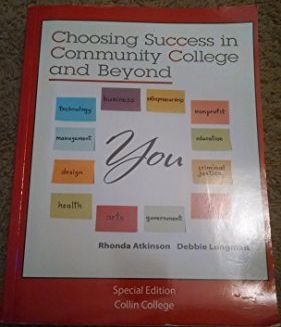 Paperback Chooseing Success in Community College and Beyond:collin College Book