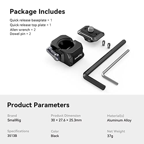 Image of SMALLRIG Quick Release Plate Drop-in HawkLock mini Quick Release Camera Mount Adapter with 1 /4 inch Screw, for Camera Clamp, Super Clamp, Ball Head, Tripod, Magic Arm, Stabilizer, Field Monitor - 3513C