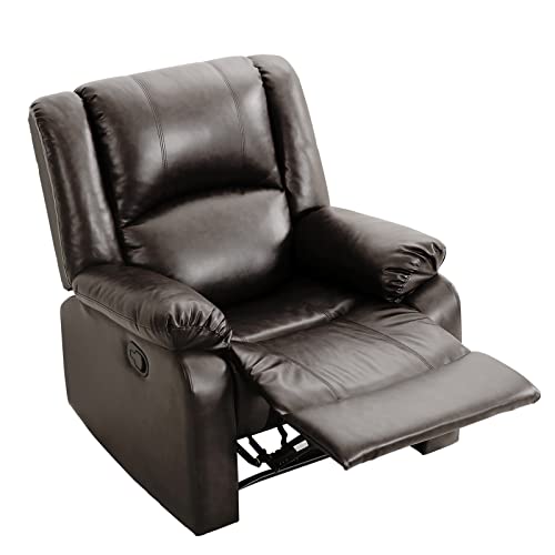 Kimohome Real Leather Recliner Chair With Comfortable Arms And Back Living Room Bedroom Sofa Recliner(Brown) #TOP1