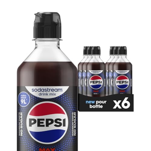 Flavours Pepsi Max Sparkling Drink Mix, Soda & Fizzy Drink Maker Concentrate, Diet Pepsi with Maximum Taste & No Sugar, Official Pepsi Cola x SodaStream Syrup - 6 x 440ml Multi Pack