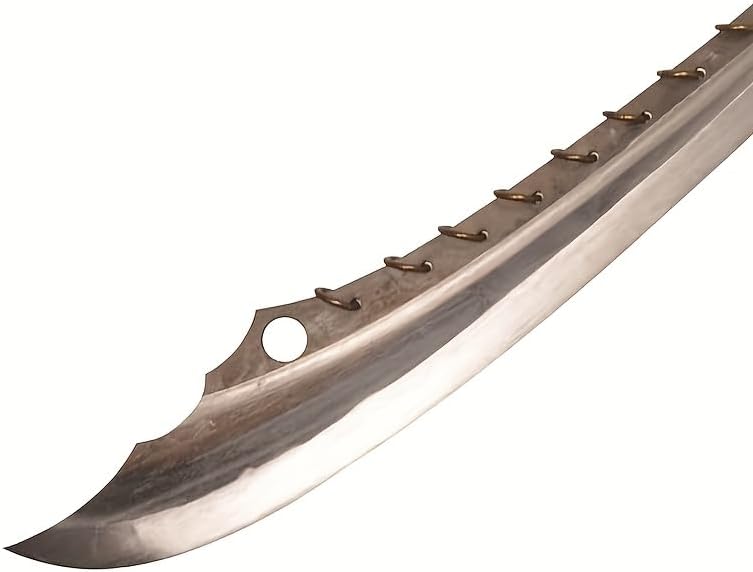Miniatura 3 de Espada ancha china de 42.5 pulgadas y funda de cuero, hoja de acero inoxidable, mango envuelto en cuerda de cera, empuñadura de bucle abierto