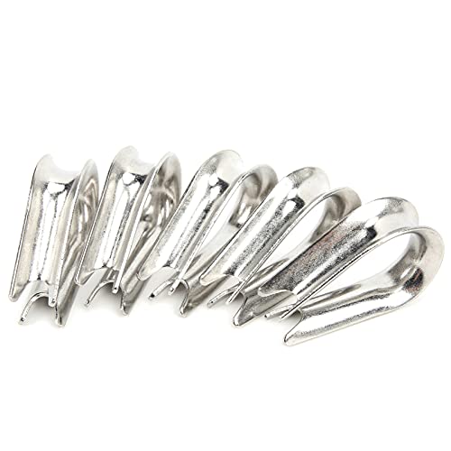 FUIK Braçadeira de corda de arame prata, braçadeiras de dedais resistentes à ferrugem fácil de trans