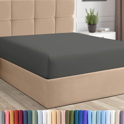 Pizuna California King Cotton Fitted Sheet 400 Thread Count Dark Grey