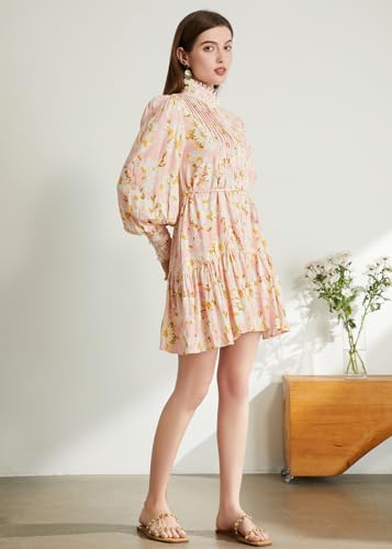Image of Ruffle Sleeve Tunic Midi Dress Flowy Shift Sundress Sweet Babydoll Button Down Swing Skirt