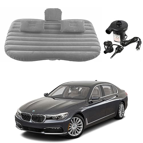 Image of Oshotto Multifunctional Car Travel Bed Mattress with Two Air Pillows, Car Air Pump Compatible with BMW 7 Series (Grey)