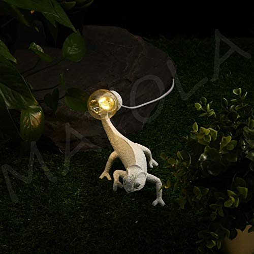 Image of MAYOLA Modern Chameleon Table Lamp,Desk lamp,Night Light,Wall Lamp, Resin Chameleon Lighting Fixture for Living Room, Bedroom, Office,Kids (Table Lamp, A-White)