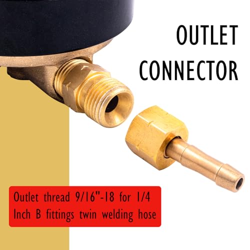Image of Acetylene Regulator for Gas Cutting Welding Torch, CGA510 Inlet Connection Welding Acetylene Tank Regulator, CGA510 nut acetylene Welding Regulator