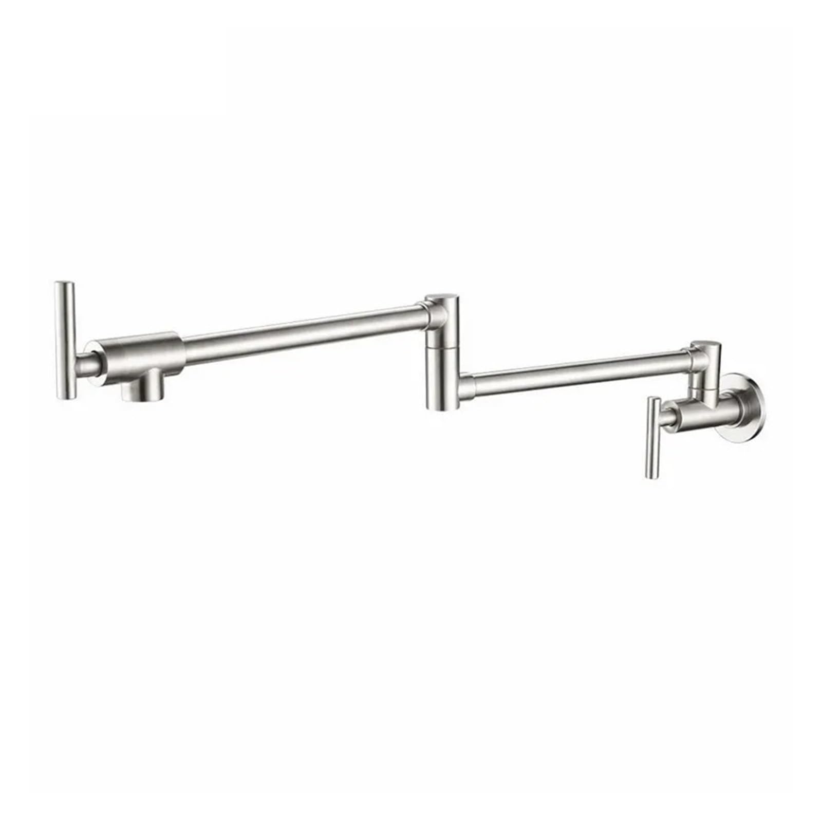 Ewsdsfs Chrome Brass Pot Filler Tap Wall Mounted Kitchen Sink Faucet Black Single Cold Taps Hole Faucets 360 Rotate Folding Spout Spigot(Chrome)