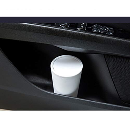 Image of Sheebo Modern Plastic Mini Wastebasket Trash Can with Lid for Car - Dispose of Tissues, Reciepts, and Other Small trashes; 1 Liter (2pk - Khaki & Light Blue)