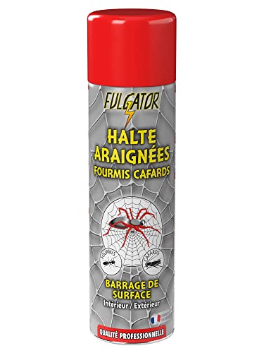 FULGATOR - Insecticide Super-Barrage HALTE Araignées - Action rapide et puissante contre les insectes rampants : araignées, fourmis, cafards - Résiste aux intempéries - Fabriqué en France - 500mL
