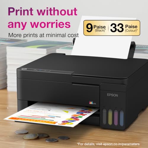 Image of Epson EcoTank L3310 (New Launch) InkTank A4 Colour Printer, Scanner, Copier for Home & Office, 5760x1440dpi Resolution, Low Printing Cost at just 9 Paise per Black Print and 33 Paise per Colour Print