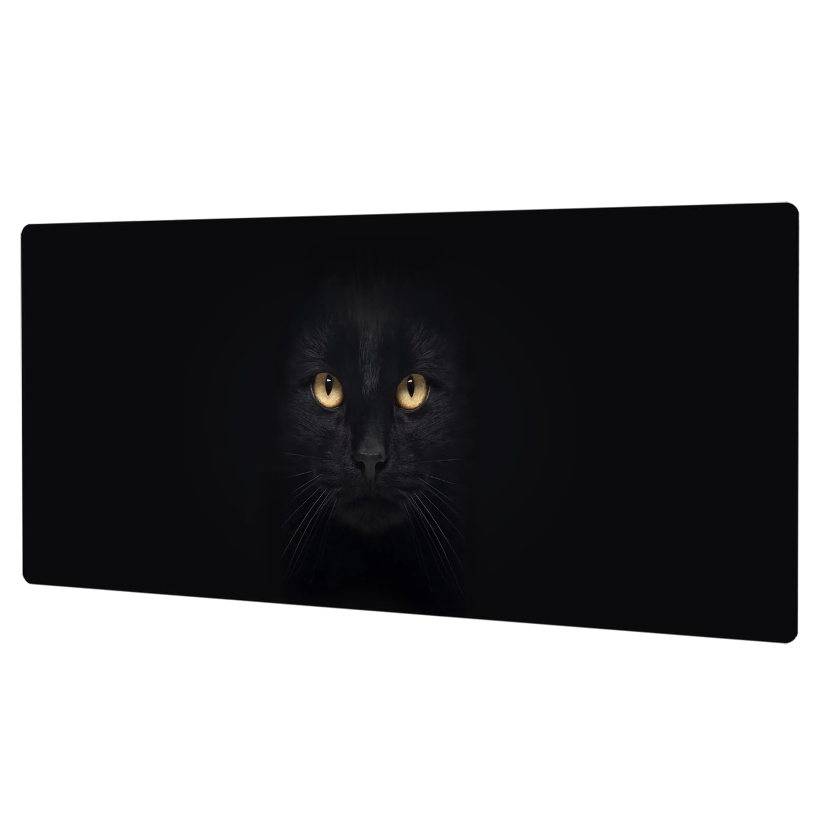 GLANDOTU Gaming Mauspad - Mousepad 900 x 400 × 3 MM - XXL Mousepad groß mit Motiv Rutschfestem Gummiboden, verbessert Präzision und Geschwindigkeit, genähte Kanten Mauspad, Schwarze Katze