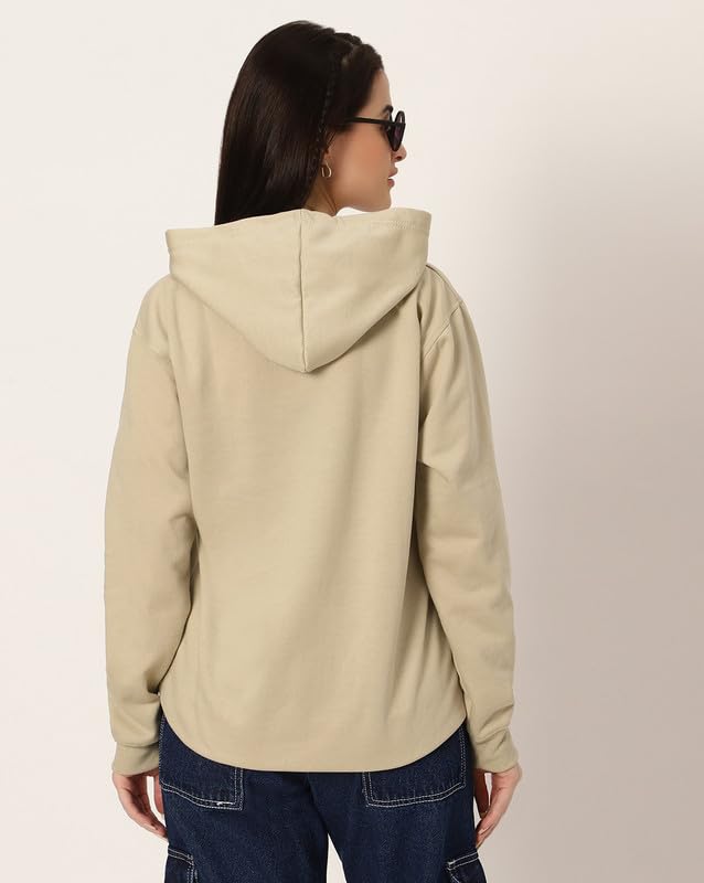 Image of BE SAVAGE Women's Solid Full Sleeves Cotton Hoodie